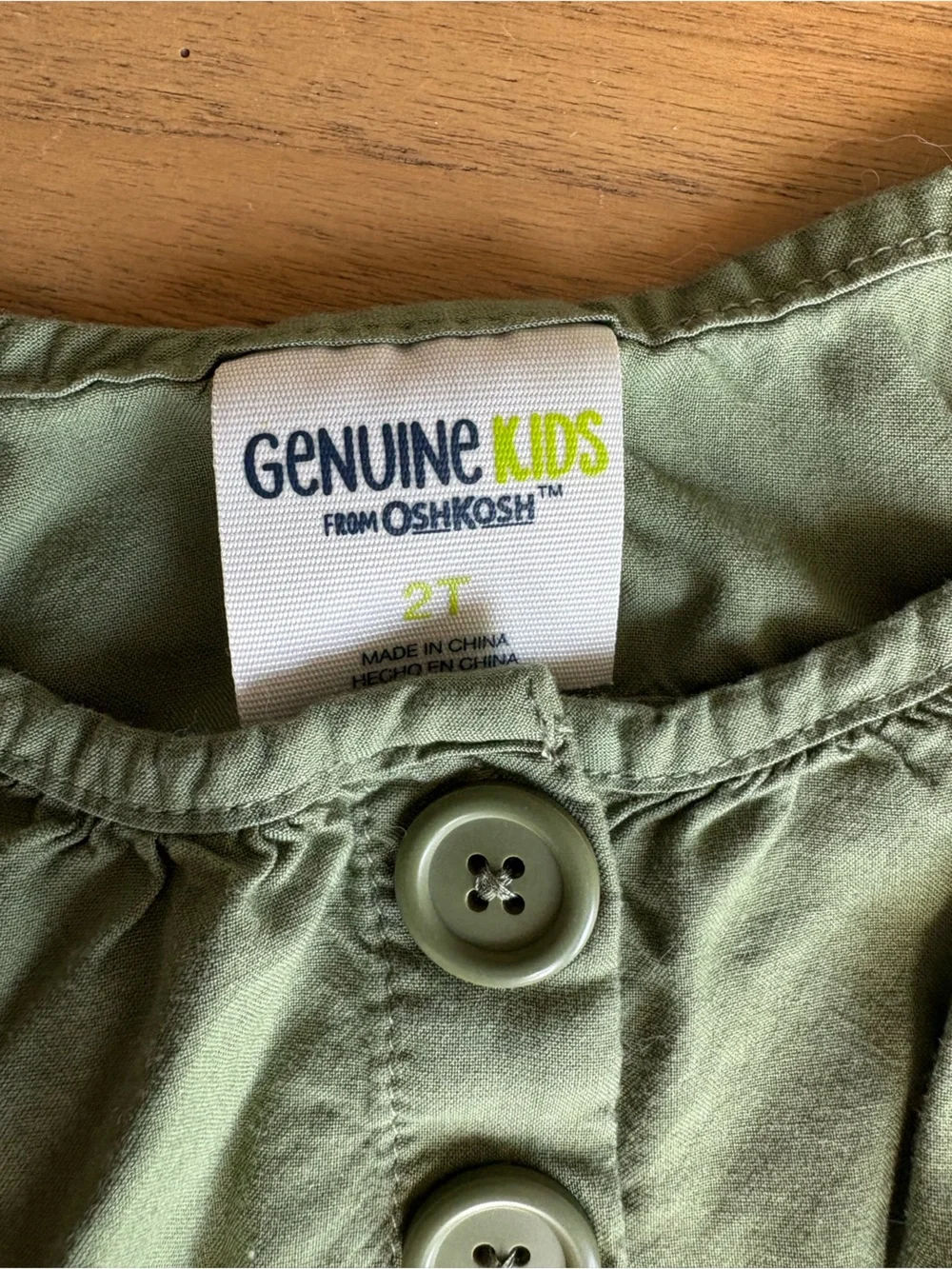 OshKosh B'gosh Olive Green Button-Front Sleeveless Utility Romper